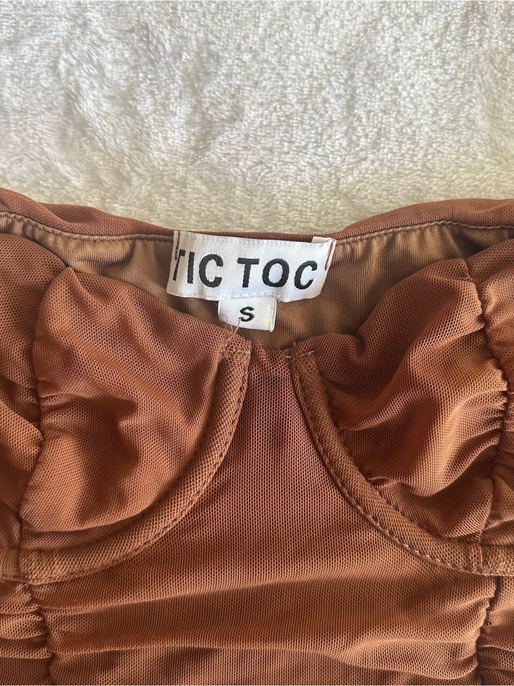 Brown Ruched Coset Top - Picture 2 of 5